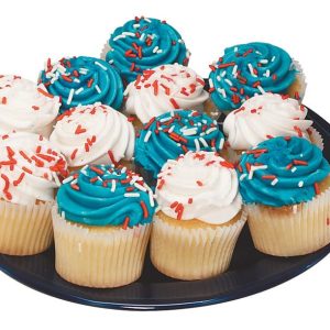 Fourth of July Cupcake Assortment on Black Plate Food Picture