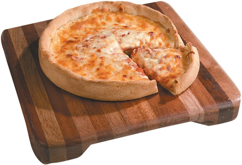 Deep Dish Pizza on Board Food Picture