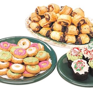 Assorted Christmas Desserts on Green Plates Food Picture