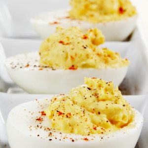 Deviled Eggs with Paprika on Plate Food Picture