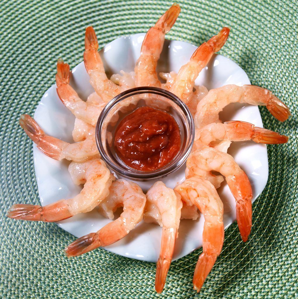 Shrimp Cocktail with Cocktail Sauce on Table Food Picture