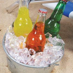 Bottles of Soda in Bucket with Ice on Beach Food Picture