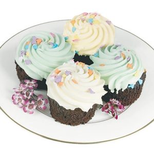 Easter Cupcakes with Garnish on White Plate Food Picture
