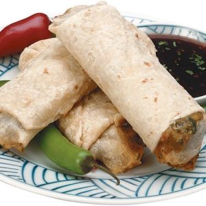 Egg Rolls with Sauce and Peppers Food Picture