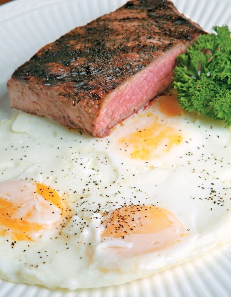 Sunny Up Eggs with Steak Food Picture