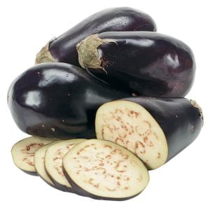 Whole and Sliced Eggplants Isolated Food Picture
