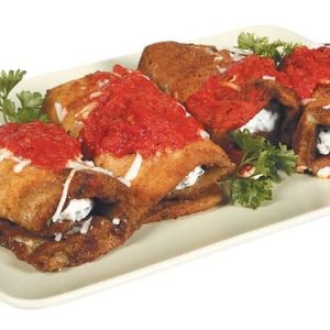 Stuffed Eggplant on Garnish with Plate Food Picture