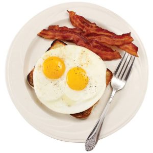 Sunny Up Eggs on Toast with Bacon Food Picture