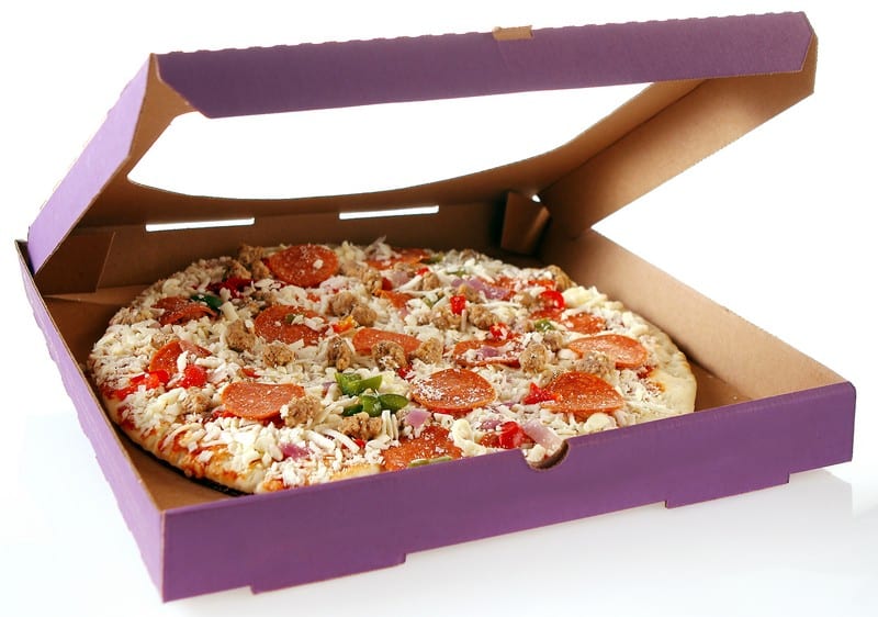 Uncooked Everything Pizza in Box Food Picture