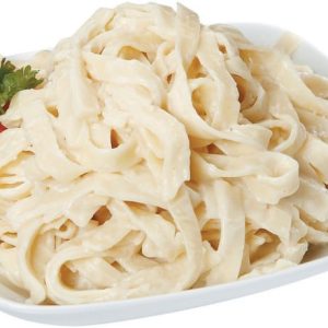 Fettucine Alfredo with a Tomato on a Plate Food Picture