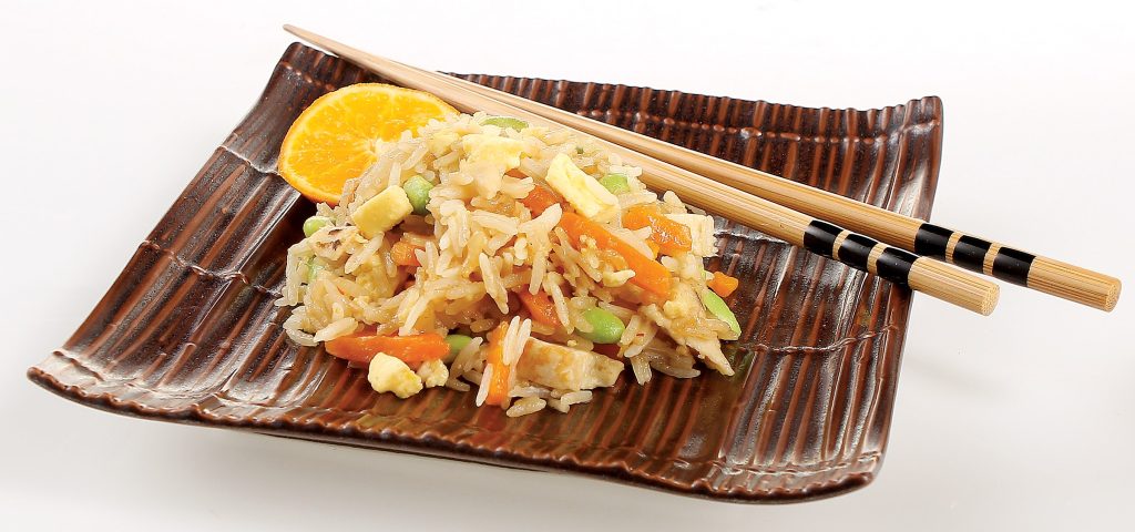 Fried Rice on Plate with Chopsticks Food Picture