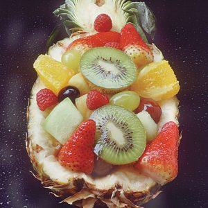 Assorted Fruit in Pineapple with Black Background Food Picture