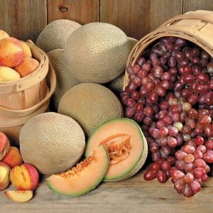 Assorted Loose Fruit with Wooden Baskets Food Picture