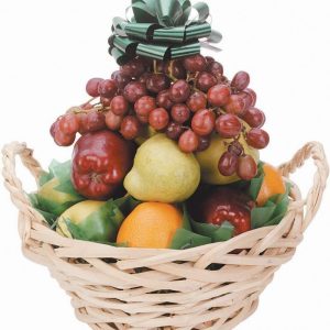 Assorted Fruit Basket with Multi-Colored Ribbon Food Picture