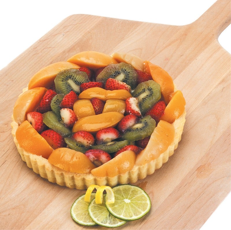 Fruit Pizza on Cutting Board with Lime Food Picture