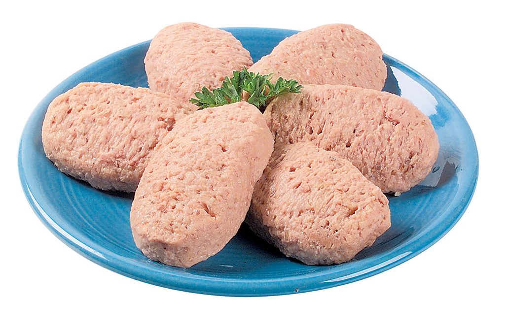 Gefilte Fish on Blue Plate with Garnish Food Picture