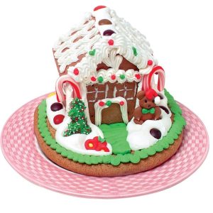 Ginger Bread House on Red and White Plate Food Picture