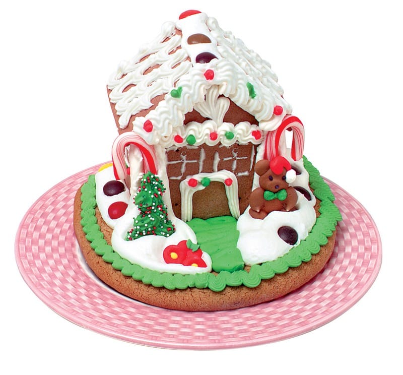 Ginger Bread House on Red and White Plate Food Picture
