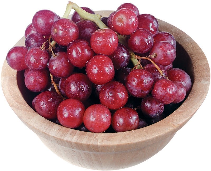 Bowl of Washed Red Globe Grapes Isolated Food Picture