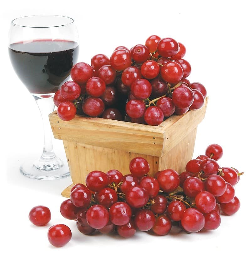 Box of Grapes with Wine on White Background Food Picture