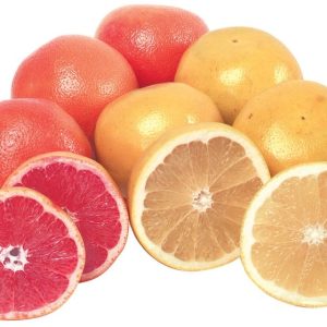 Assorted Loose Grapefruits on White Background Food Picture
