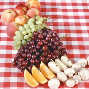 Assortment of Produce on Checkerboard Table Cloth Food Picture