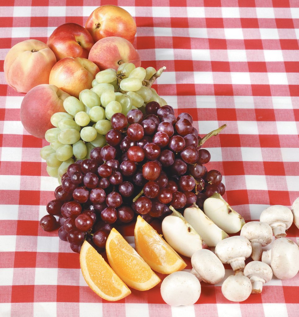 Assortment of Produce on Checkerboard Table Cloth Food Picture