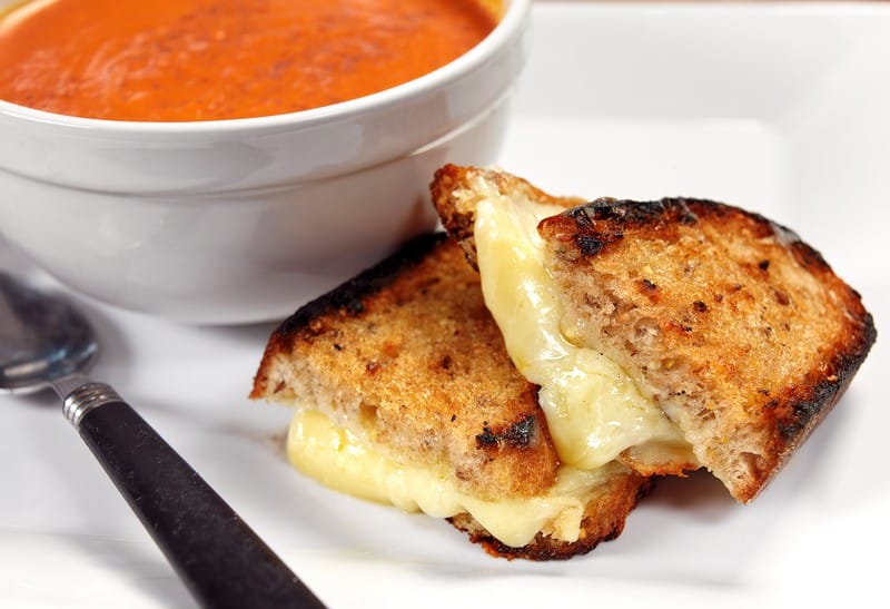 Melty Grilled Cheese Sandwich and Creamy Tomato Soup Food Picture