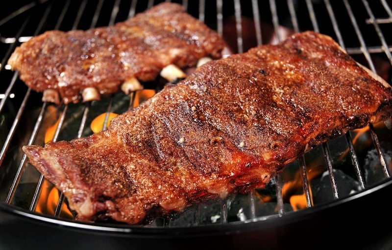 Dry Rubbed Pork Baby Back Ribs on Charcoal Grill Food Picture