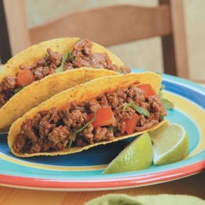 Ground Beef Tacos on a Plate Food Picture