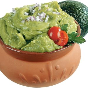 Guacamole in Clay Bowl with Garnish Food Picture
