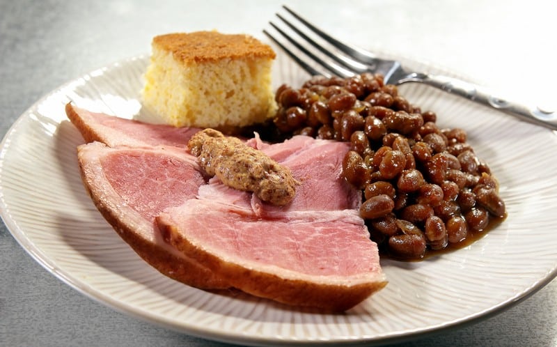 Classic Ham, Baked Beans and Cornbread Food Picture