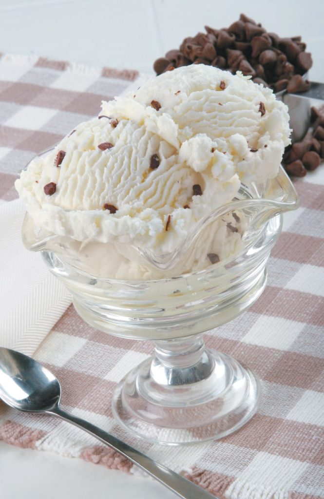 Chocolate Chip Ice Cream in Clear Dish Food Picture