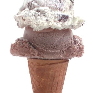 Double Scoop Ice Cream in Cone on White Background Food Picture
