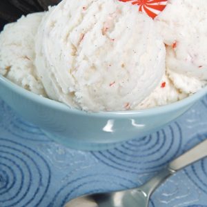 Peppermint Ice Cream in Light Blue Bowl Food Picture