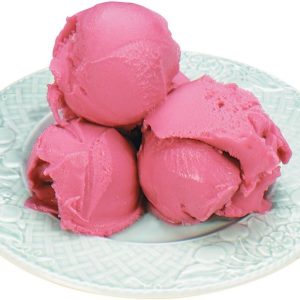 Raspberry Gelato Ice Cream on Light Blue Dish Food Picture
