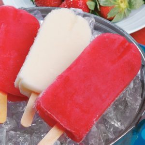 Strawberry Ice Cream Popsicles over Ice Food Picture