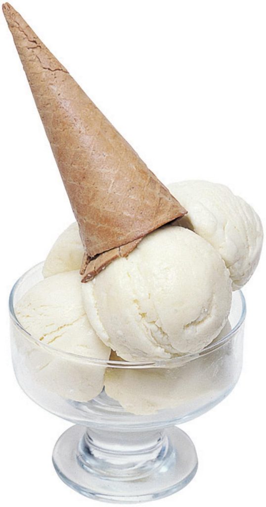 Vanilla Ice Cream with Cone in Clear Dish Food Picture