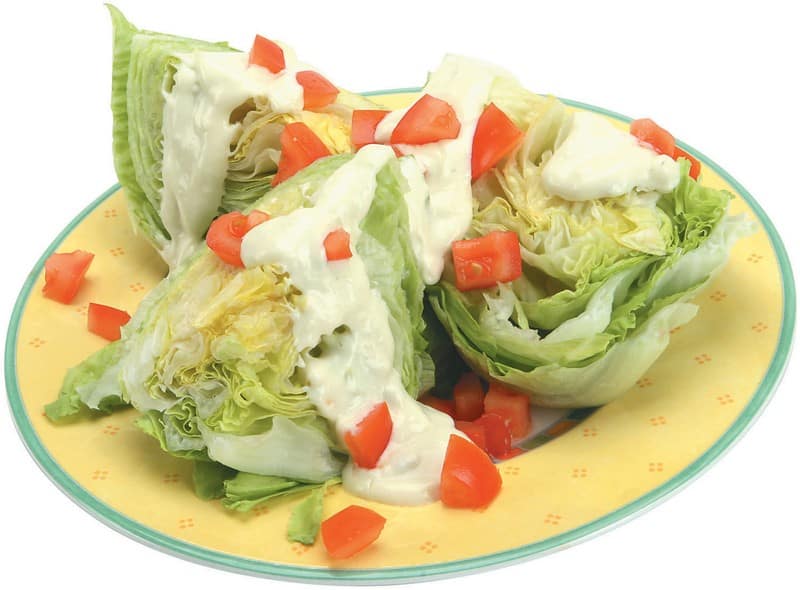 Iceberg Lettuce Salad on a Yellow Plate Food Picture