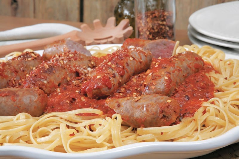 Italian Sausage over Linguini Food Picture