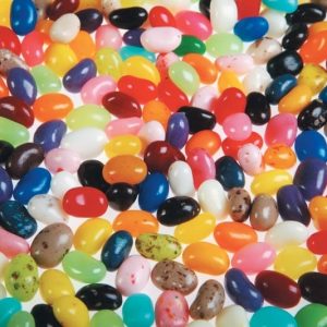 Loose and Assorted JellyBeans on White Background Food Picture