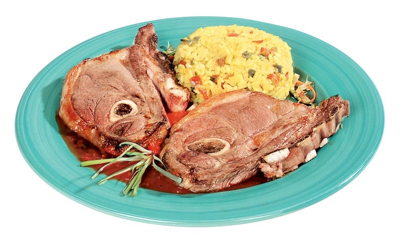 Lamb Arm Chop on a Plate with Rice Food Picture