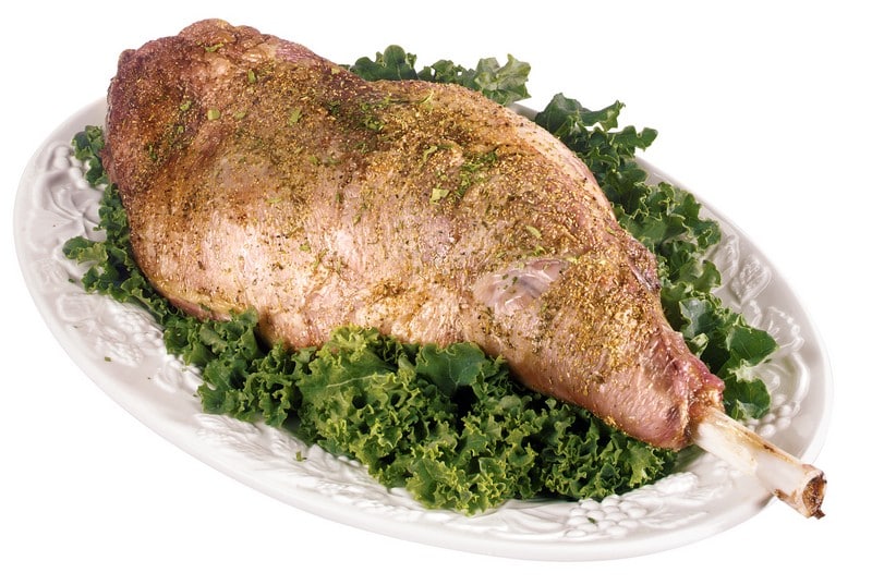 Lamb Leg Whole on Greens Food Picture