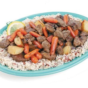 Lamb Stew on Blue Dish Food Picture