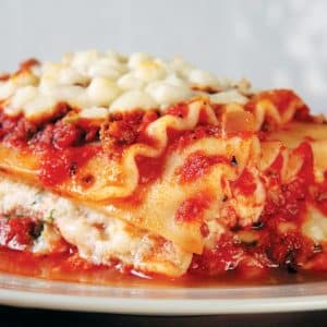 Lasagna on White Plate Food Picture
