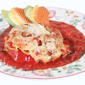 Vegetable Lasagna on Decorative Plate with Garnish Food Picture