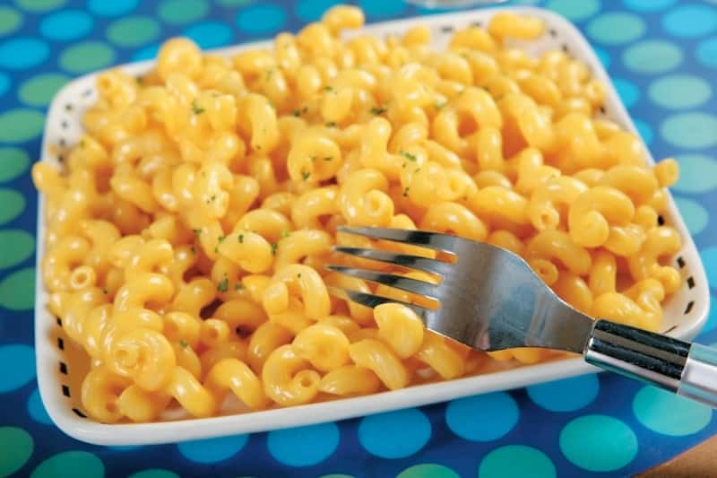 Macaroni and Cheese on a Plate with Crumbs Food Picture