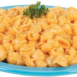 Macaroni Shells with Cheese on a Blue Plate Food Picture