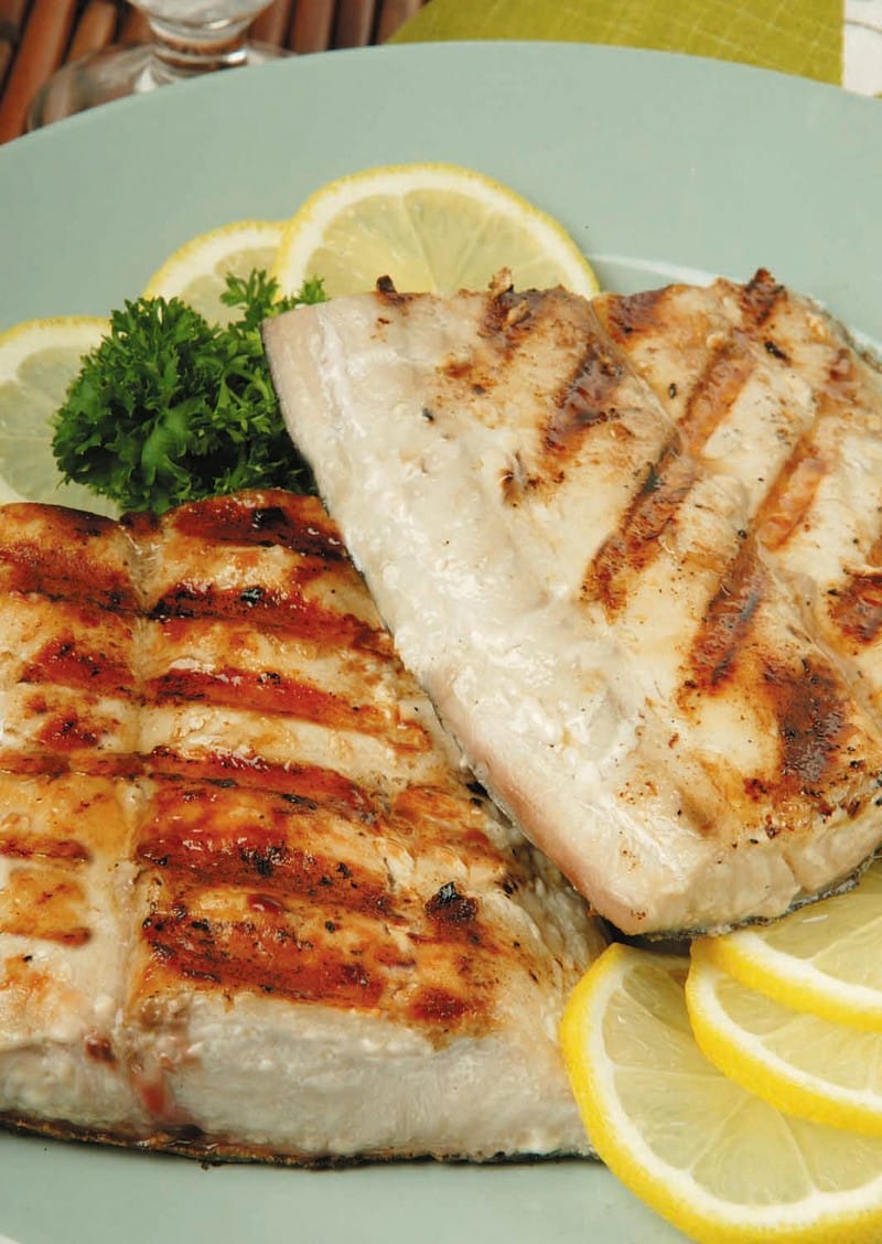 Grilled Mahimahi with Lemon Slices Food Picture