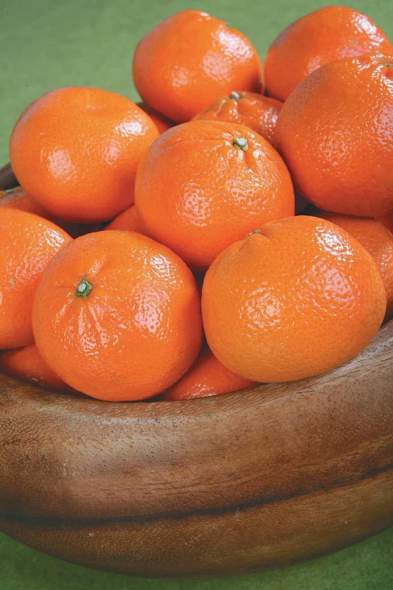 Whole Mandarin Oranges in a Wooden Bowl Food Picture